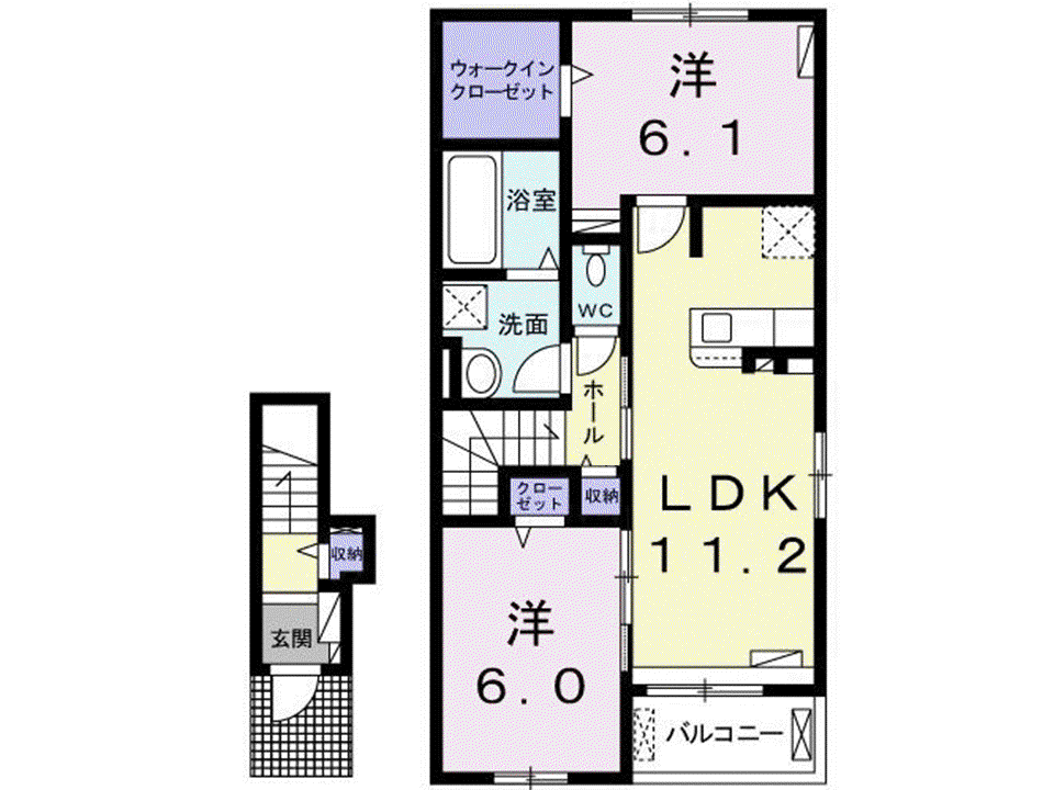 サニーサイドⅠ(2LDK/2階)の間取り写真