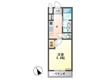 ウィンドヒルB(1K/2階)の間取り写真