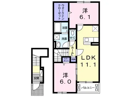 アルテ コンフォルト(2LDK/2階)の間取り写真