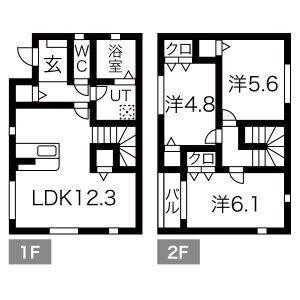 茨城県稲敷郡阿見町 2階建 築4年(3LDK)の間取り写真