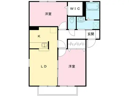 アイムス Ⅰ棟(2LDK/2階)の間取り写真