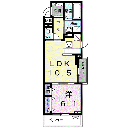 ヴィラプラシードⅡ(1LDK/1階)の間取り写真