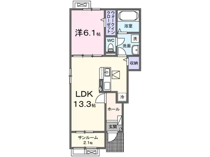 ポスト フォルトナートB(1LDK/1階)の間取り写真