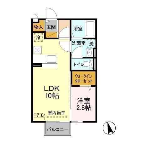サニープレイスA棟(1LDK/1階)の間取り写真