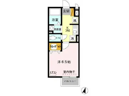 チューリップハイツ(1K/1階)の間取り写真