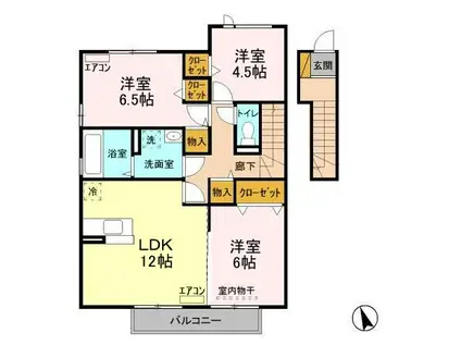モダンコートD棟(3LDK/2階)の間取り写真