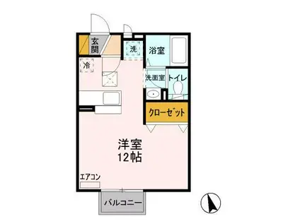 ADONIS.WIT(ワンルーム/1階)の間取り写真