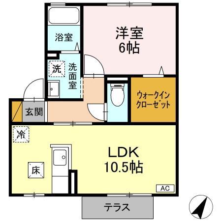 パルモア Ⅰ・Ⅱ(1LDK/1階)の間取り写真