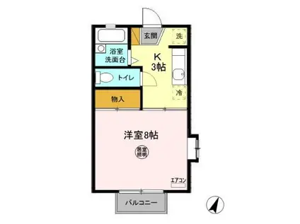 ライトハウス Ⅲ(1K/1階)の間取り写真