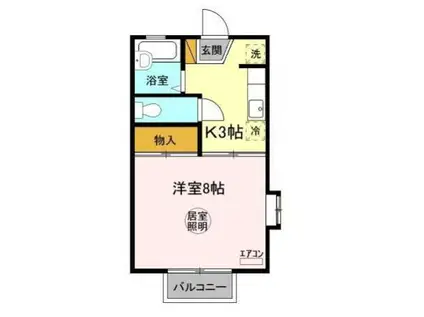 ライトハウス Ⅲ(1K/2階)の間取り写真