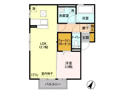 MALICA COURT 1(1LDK/1階)の間取り写真