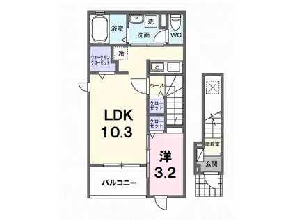 サニー アヴニール(1LDK/2階)の間取り写真