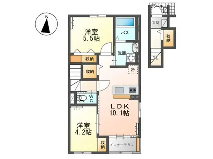 SAKURA(2LDK/2階)の間取り写真