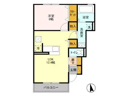 トレジャーズ(1LDK/1階)の間取り写真