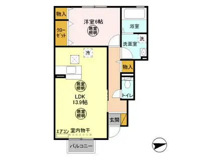 サニーヒル(1LDK/1階)の間取り写真