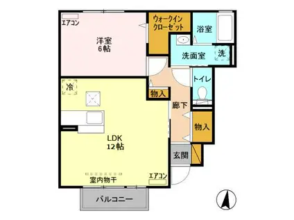 FAMILLE COURTⅡ(1LDK/1階)の間取り写真