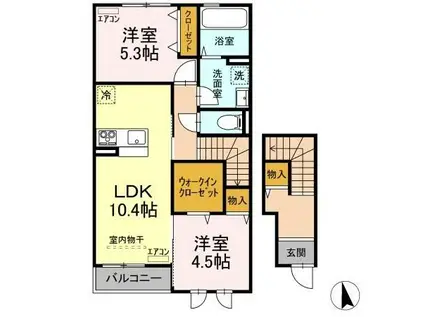 モン・サン・ミッシェル A・B(2LDK/2階)の間取り写真