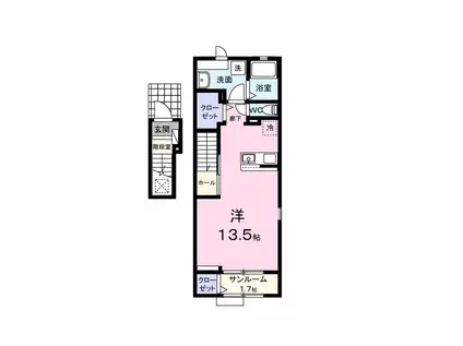 グリーンヒルズA(ワンルーム/2階)の間取り写真