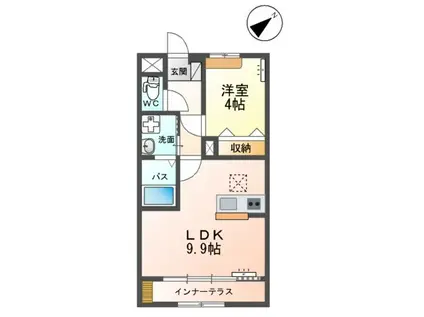 ロードスター(1LDK/1階)の間取り写真