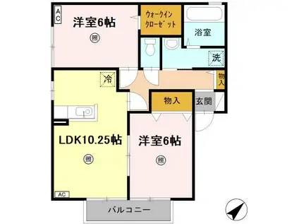 コーポラスヒロF(2LDK/2階)の間取り写真
