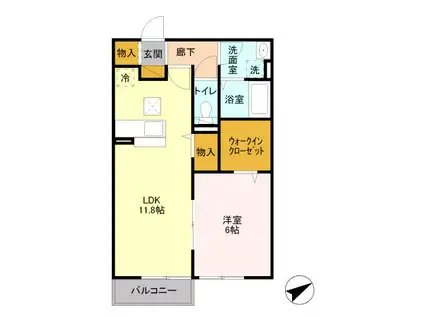 レジデンス北荒川沖(1LDK/1階)の間取り写真