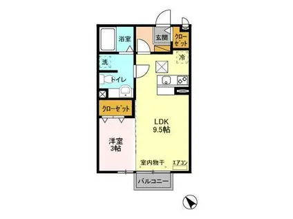 アメージングAB(1LDK/1階)の間取り写真