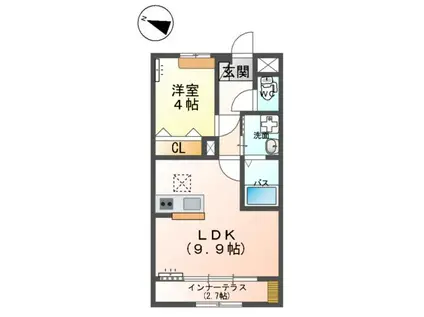 OLIVE(1LDK/1階)の間取り写真