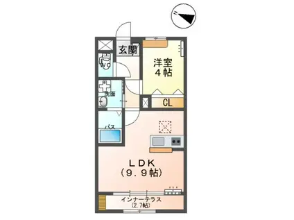 OLIVE(1LDK/1階)の間取り写真