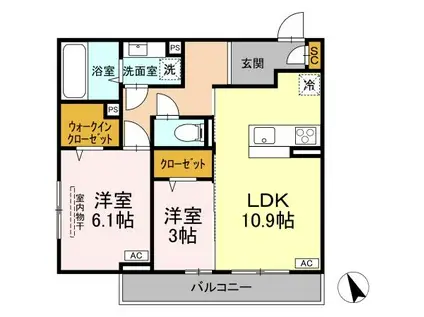 DS LIEN E(2LDK/2階)の間取り写真