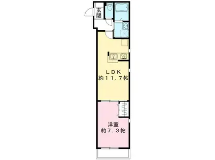 フェニックス神立(1LDK/2階)の間取り写真