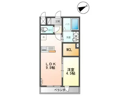 神立東アパート(1LDK/1階)の間取り写真