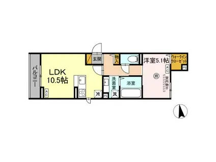 SERENVITA イースト(1LDK/2階)の間取り写真