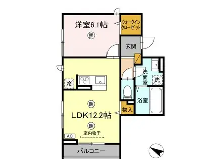 つくばエクスプレス つくば駅 徒歩43分 3階建 築1年(1LDK/3階)の間取り写真