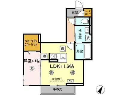 アルデア(1LDK/1階)の間取り写真