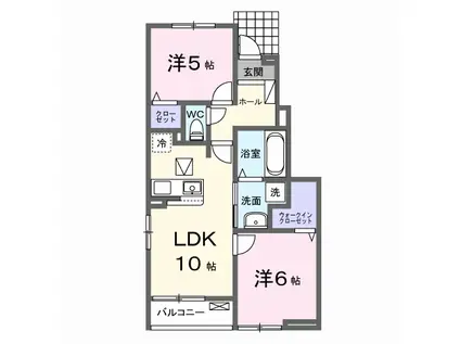 スカイパレス(2LDK/1階)の間取り写真