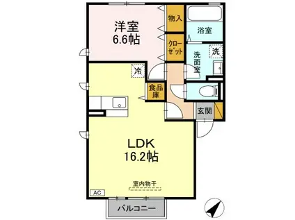 アグライアアリッサA(1LDK/2階)の間取り写真