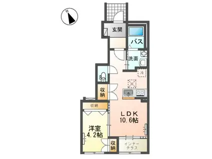 阿見町阿見アパート(1LDK/1階)の間取り写真