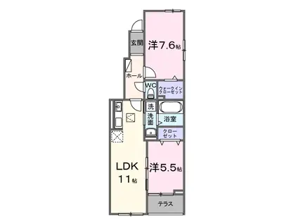 ソラリス(2LDK/1階)の間取り写真