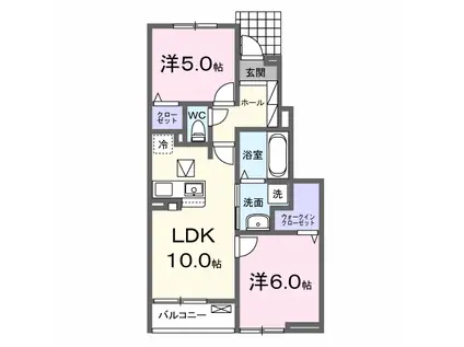 ビエント(2LDK/1階)の間取り写真
