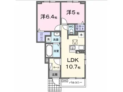 アリビオ A(2LDK/1階)の間取り写真