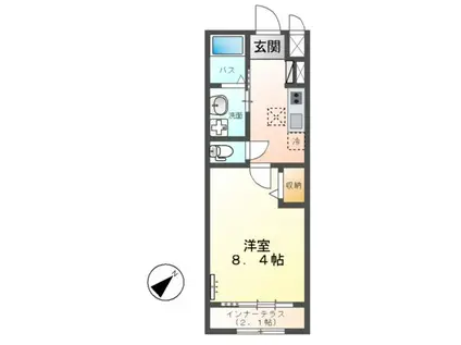 ペルティカ(1K/1階)の間取り写真