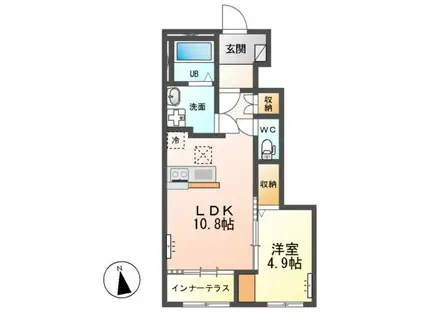 /上横場アパートB(1LDK/1階)の間取り写真