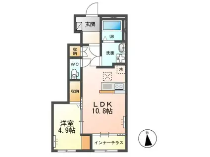 /上横場アパートB(1LDK/1階)の間取り写真