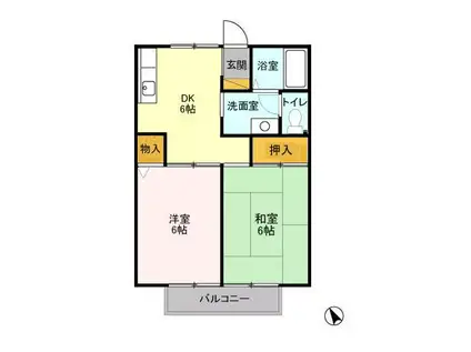 シルキーハイツ(2DK/1階)の間取り写真