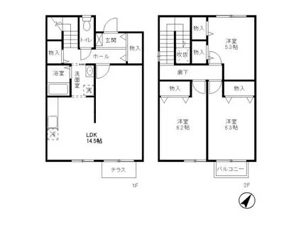 メゾンローズブラン(3LDK)の間取り写真