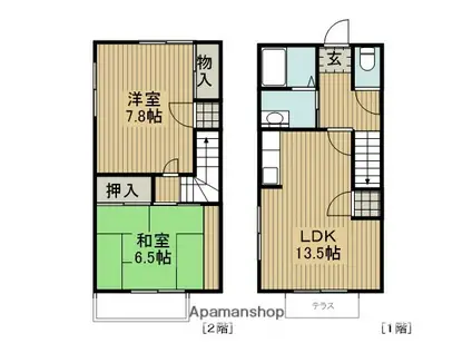 マノアールドゥ松葉Ａ棟(2LDK)の間取り写真