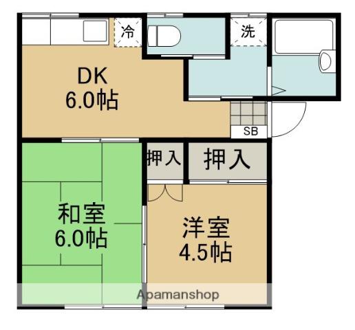 星野コーポ(2DK/2階)の間取り写真