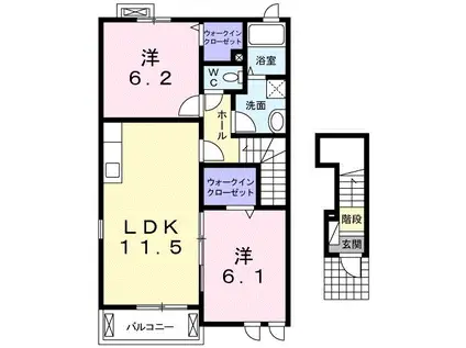エムペソリーナドゥ(2LDK/2階)の間取り写真