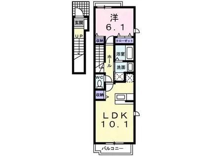 フリーデ(1LDK/2階)の間取り写真