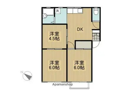 コーポ秋田C棟(3DK/2階)の間取り写真